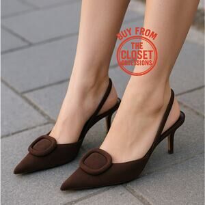 ZARA Dark Brown Pointed Toe Slingback Heels NWT Size 6.5